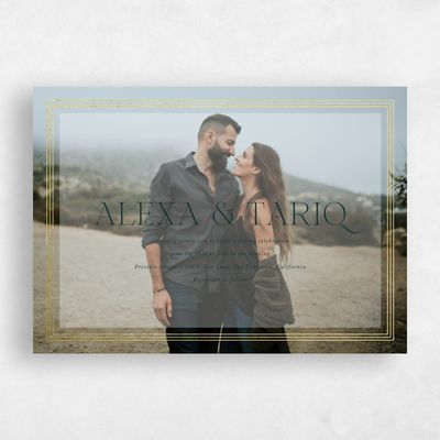 Dark Emerald, Green Wedding Invitation - Teagan Landscape Foil