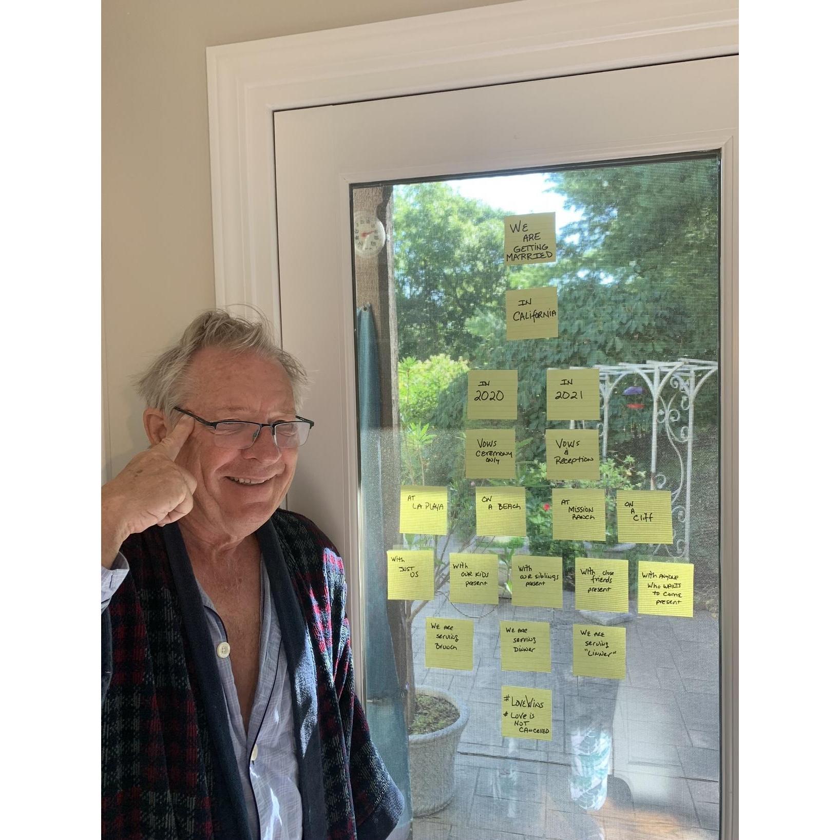 First wedding date canceled: Mark wakes up to find a flow chart to decide what the heck to do next!