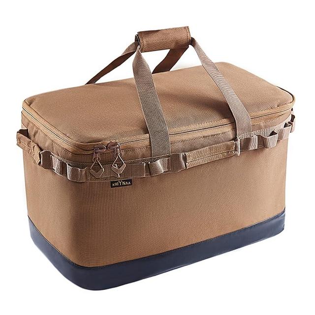 Folding Food Carrier Bag Portable Grocery Bag(48L), Suitable for Catering, Catering, Picnic, Camping, Road Travel Server Transport (Brown)