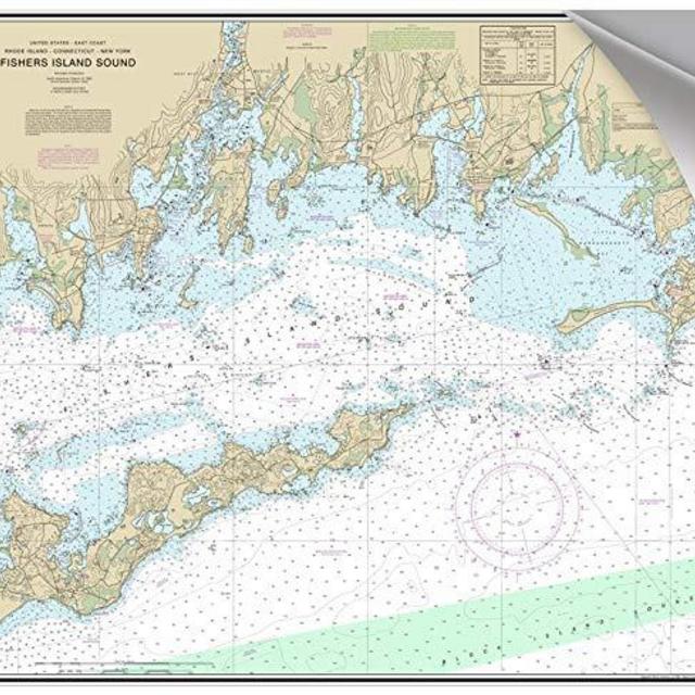 Fishers Island Sound, CT, NY, RI Decorative Nautical Chart