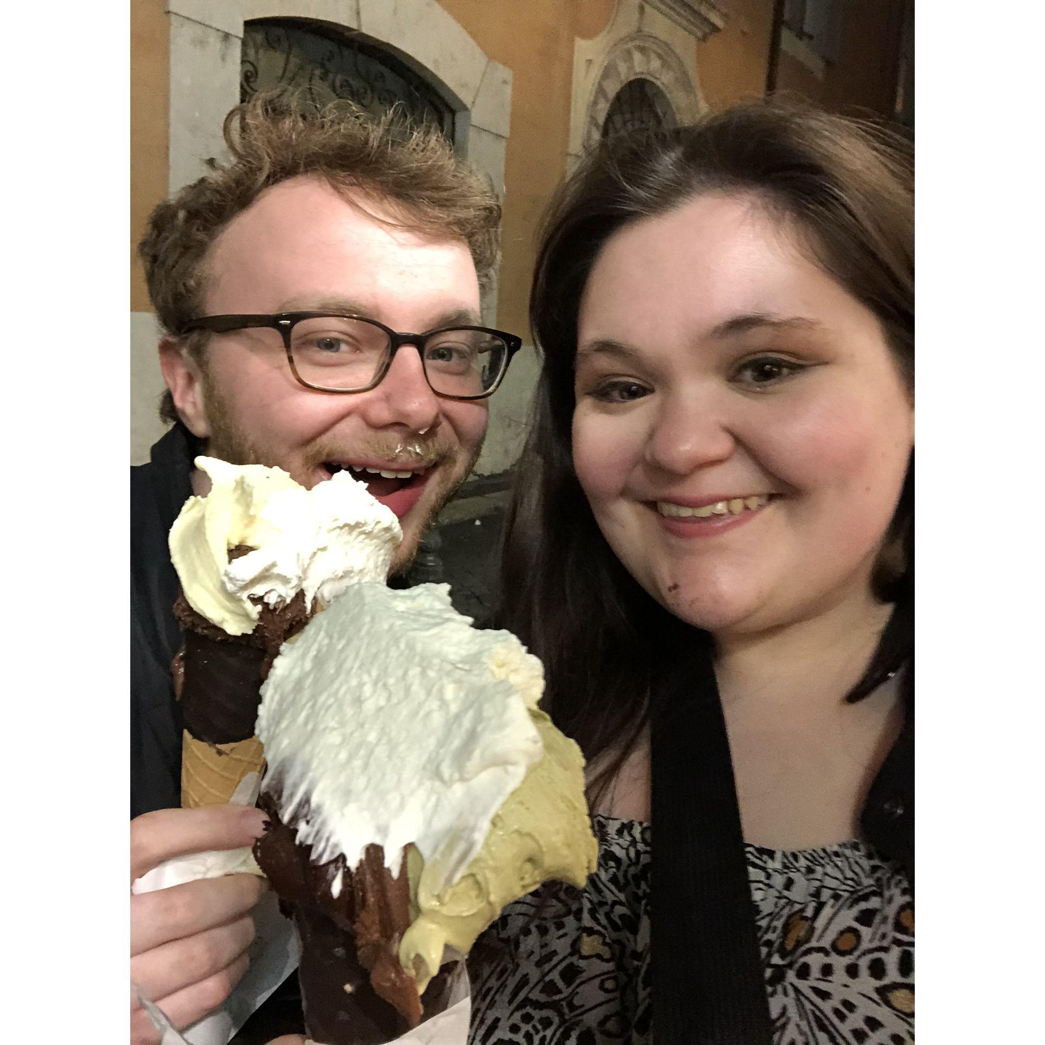 Conducting gelato field research at Giolitti in Rome: March 2023