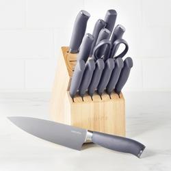 Knife Set, 15 Pieces Stainless Steel Kitchen Knives with Gray Nonstick  Coat, Knife Block Set