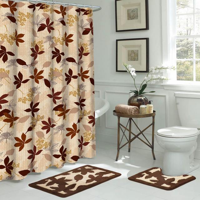 Blowing Leaves 15-Piece Bath Bundle Set in Brown