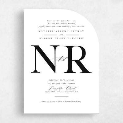 White Half arch Wedding Invitation - Holt Classic