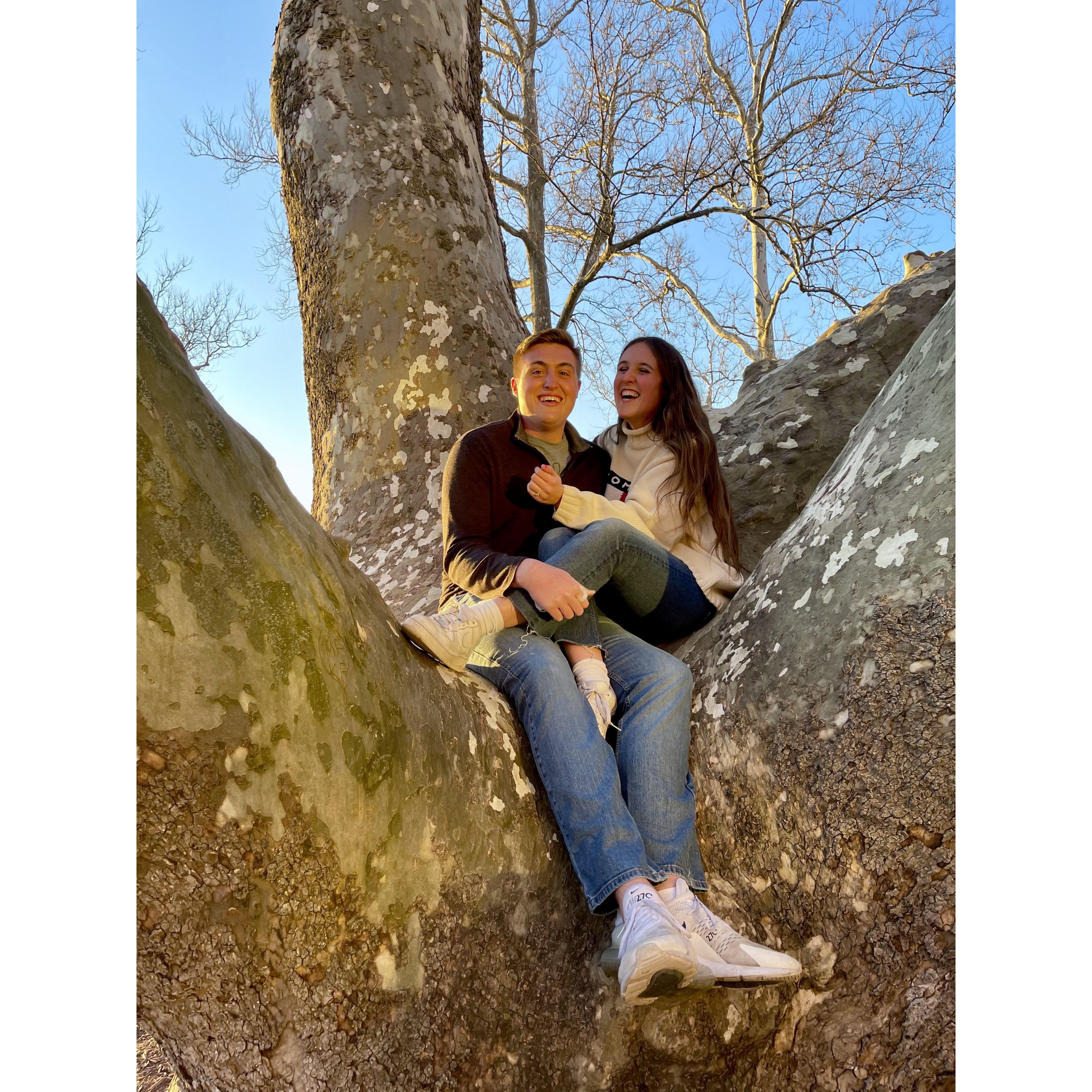 Ally and Jake sitting in a tree K-I-S-S-I-N-G, first comes love, then comes MARRIAGE!