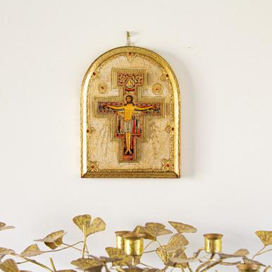 San Damiano Crucifix Italian Plaque