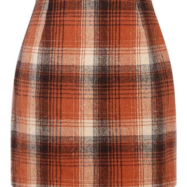 IDEALSANXUN Womens High Waist Plaid Skirt Bodycon Pencil Wool Mini Skirts