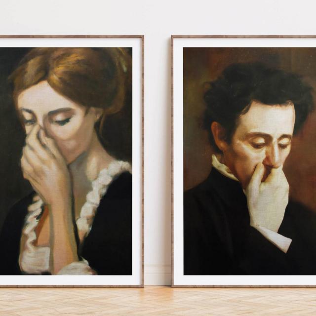 Funny Bathroom Wall Art Hers + His Bathroom Bundle Set of 2 Classical Painting Vintage Style Poster Prints Toilet Humor Amusing Gift