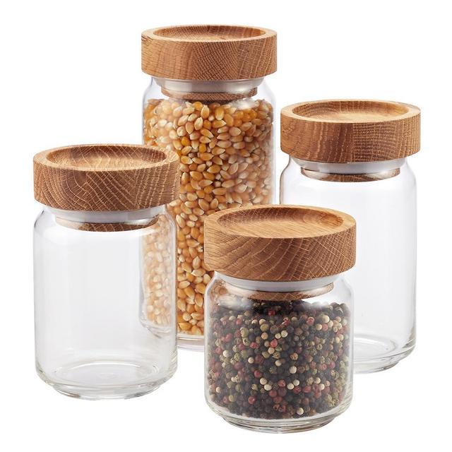 Artisan Glass Canisters with Oak Lids (25.4 oz.)