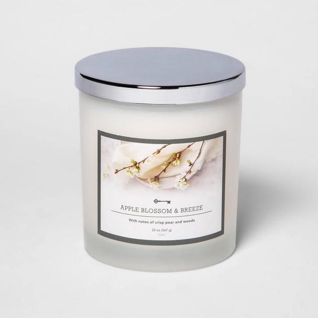 20oz Lidded Milky Glass Jar 3-Wick Apple Blossom and Breeze Candle - Threshold™