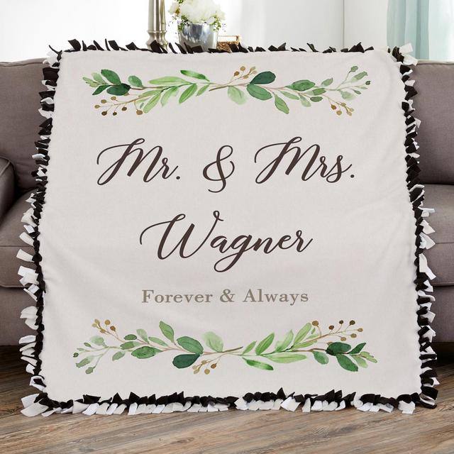 Laurels Of Love Personalized 50-Inch x 60-Inch Tie Blanket