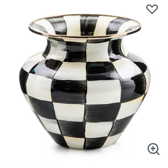 Sterling Check Enamel Large Vase