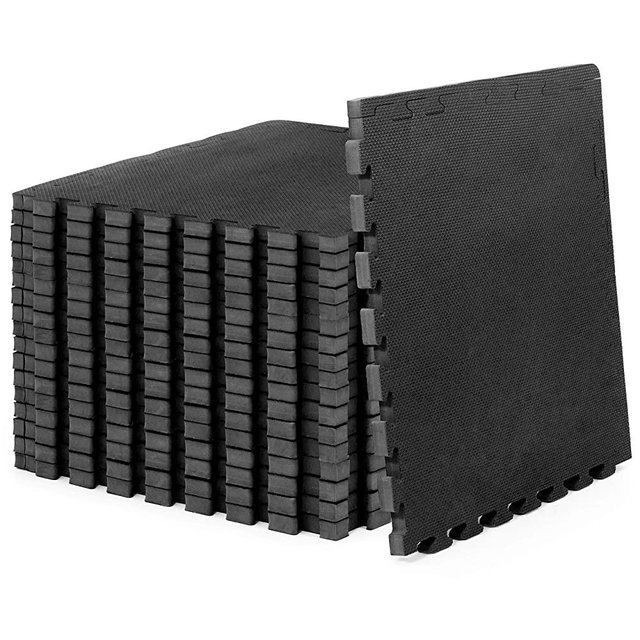Prosource Fit Extra Thick Puzzle Exercise Mat 3/4" or 1”, EVA Foam Interlocking Tiles for Protective, Cushioned Workout Flooring for Home and Gym Equipment