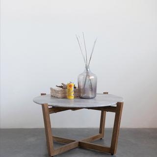Marble & Acacia Wood Accent Table
