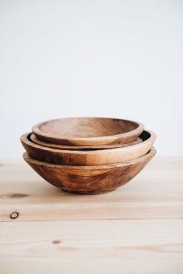 Connected Goods Hand Carved Olive Wood Serving Bowl