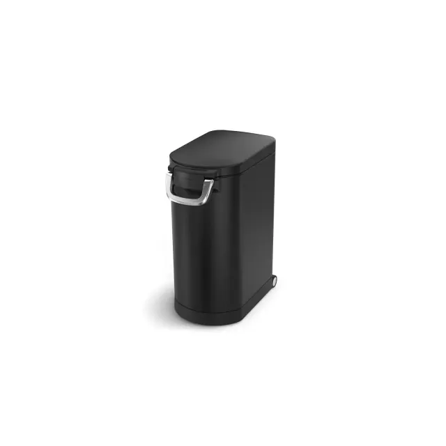 simplehuman Large Pet Food Storage Container for Cat Food, Bird Feed, and Dog Food Storage - Matte Black Steel