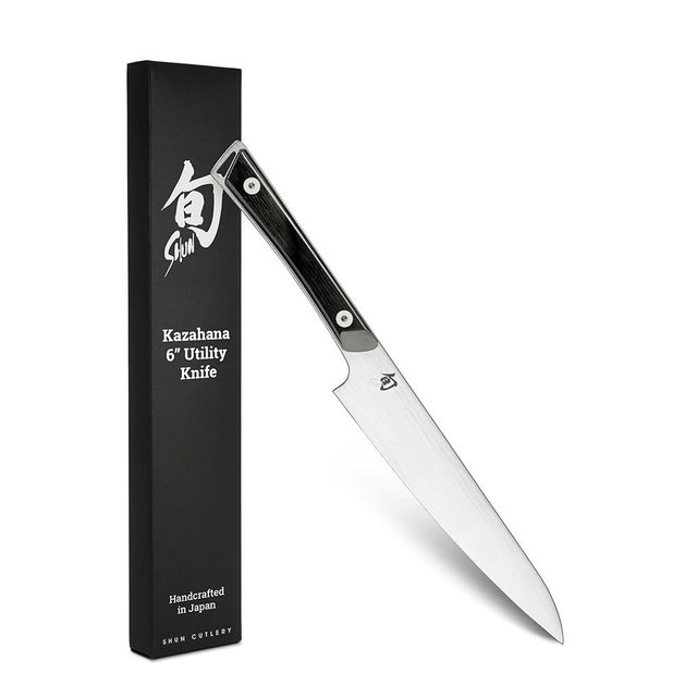 Shun Kazahana 6" Utility Knife, Handcrafted Japanese Kitchen Knife, AUS10A Stainless Steel Blade, Pakkawood Handle, Precision and Sharpness for Professional and Home Chefs