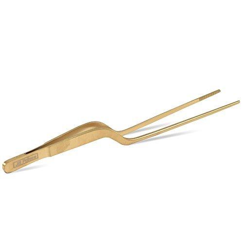 JB Prince Gold Offset Fine Tip Tweezer - 7.8-in