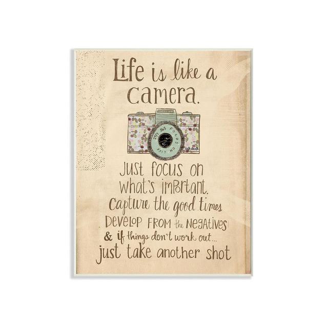 Stupell Industries Home Decor Life is Like A Camera Inspirational Wall Plaque Art, 12.5" x 18.5"