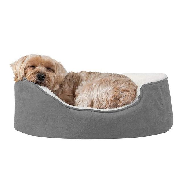 Furhaven Pet Beds for Small, Medium, and Large Dogs - Round Oval Cuddler Supportive Dog Bed with Removable Cover - Multiple Sizes & Styles