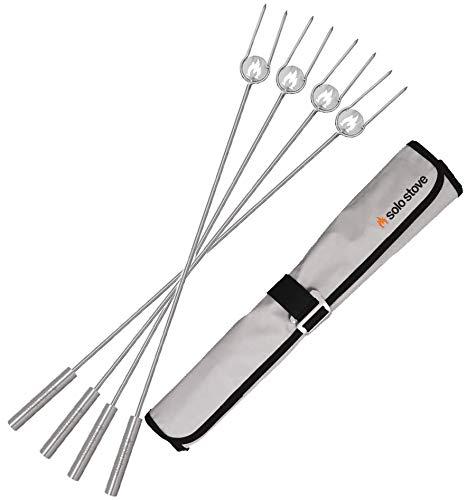 Solo Stove Stainless Steel Marshmallow Roasting Sticks for Fire Pits (Set of 4) with Case Great for Marshmallows and Hot Dogs Fire Pit Accessories for smores maker