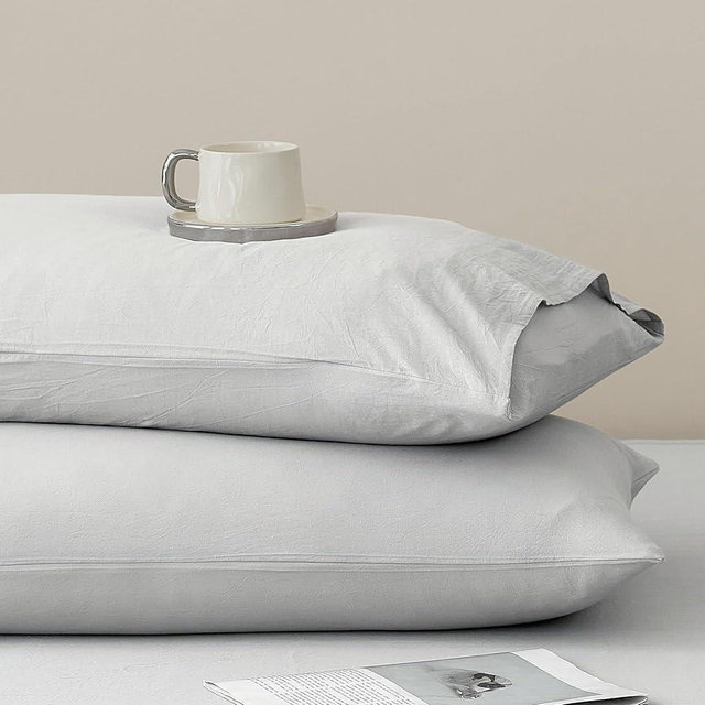 JELLYMONI Pillowcases Standard Set of 2 Washed Cotton Envelope Pillow Covers Linen-Like Texture,Pale Grey 20×26in Bed Pillow Cases Soft Breathable (Pillows are not Included)