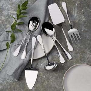Mikasa Gourmet Basics Kaylee 8-Piece Serving Set, 18/10 Stainless Steel, Soup Ladle, Lasagna Server, Cake Server, Tablespoons, Cold Meat Fork, Dishwasher Safe
