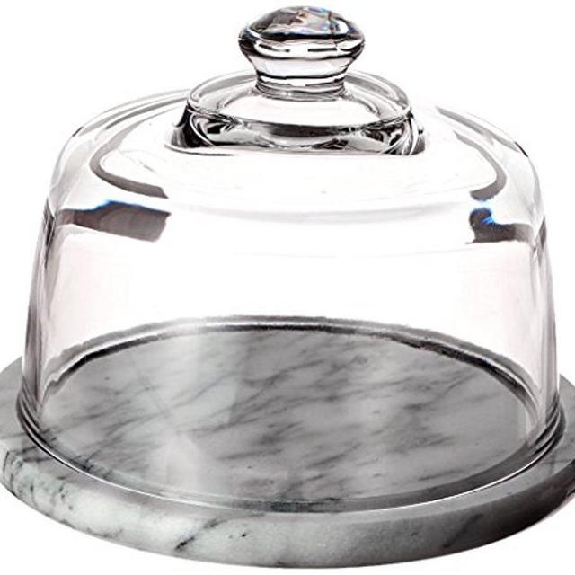 Norpro 348 Glass Cheese Dome with Marble Base , Off-White