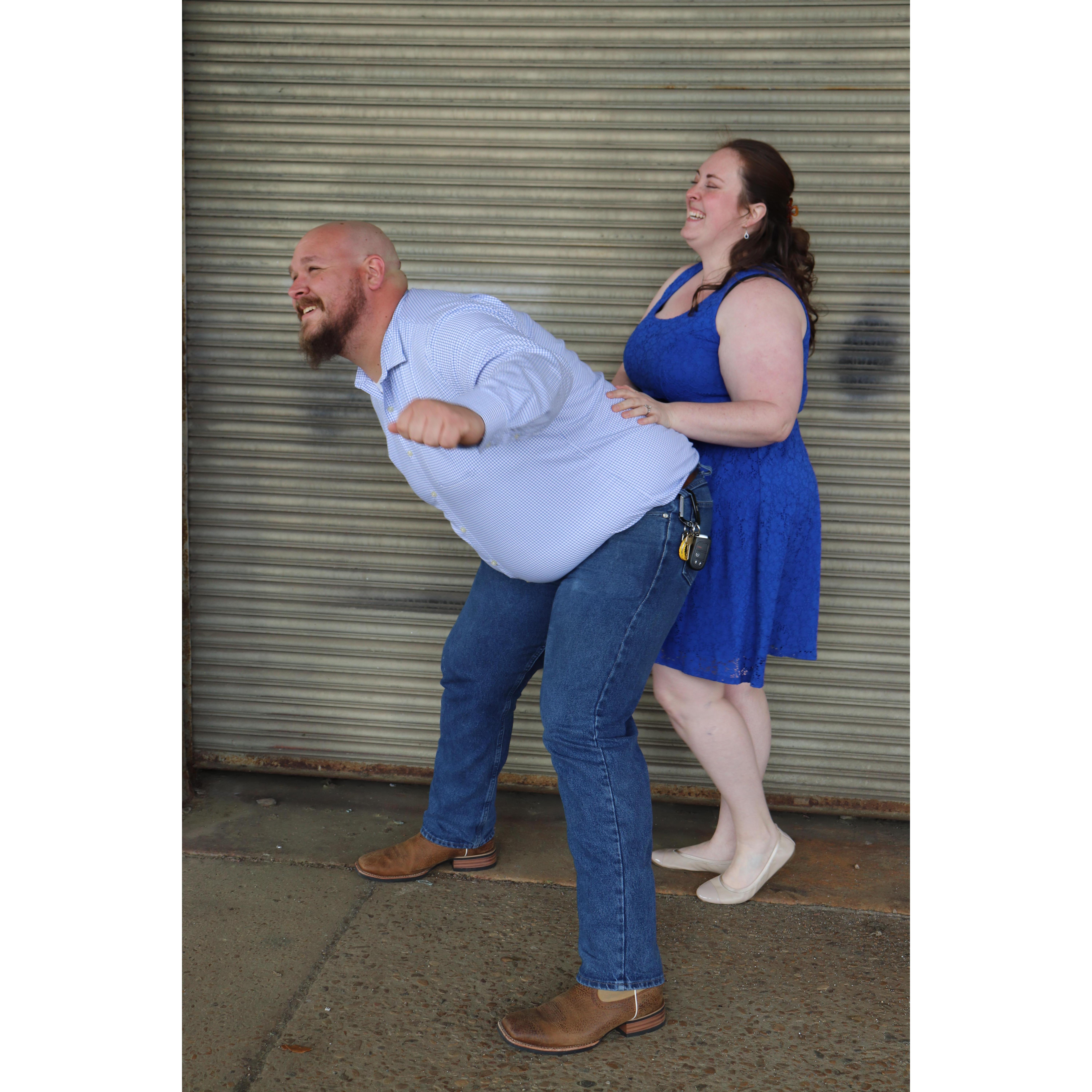 Being goof balls during our engagement shoot