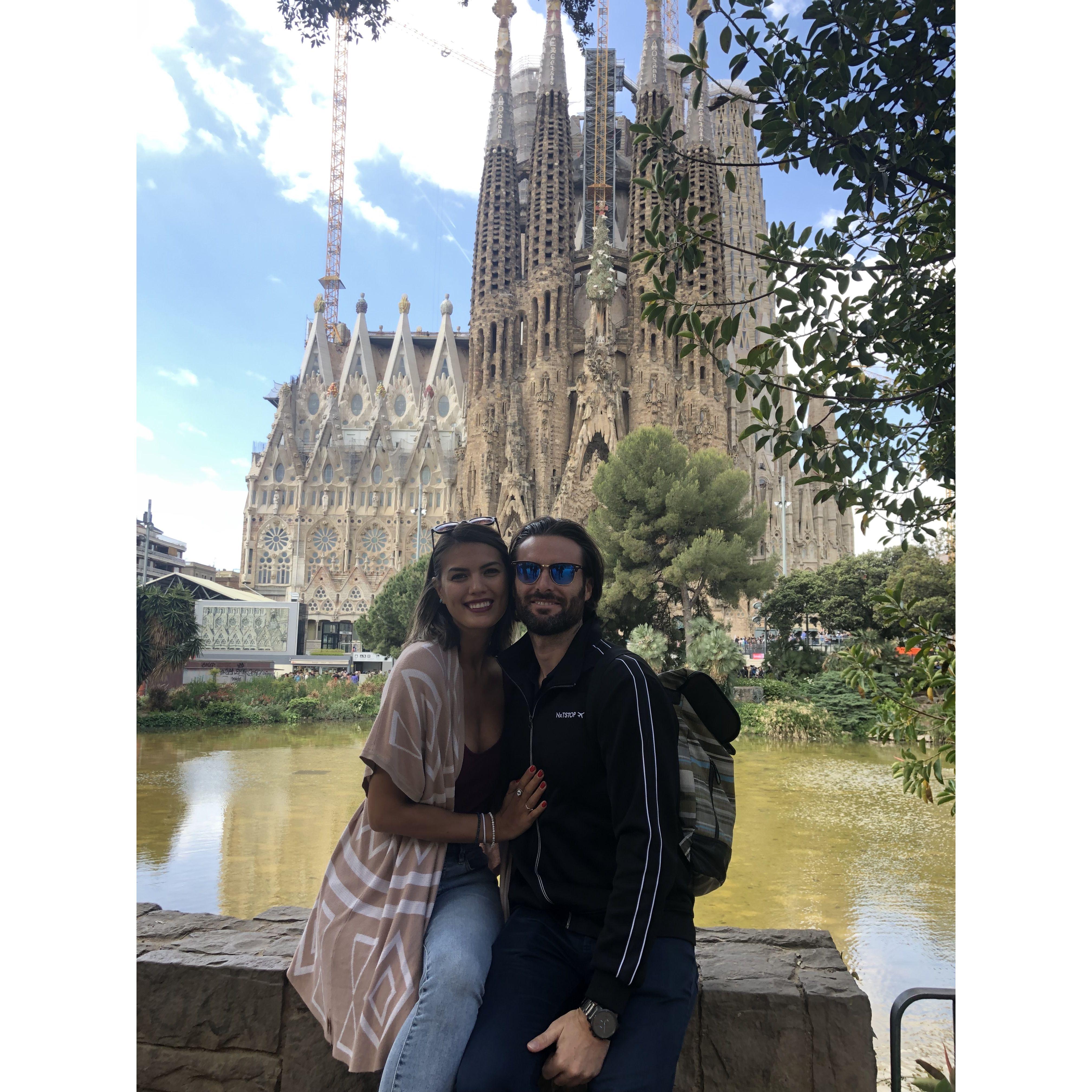 In front of The Sagrada Família in Spain