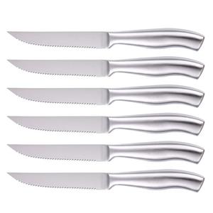 ISHETAO - Steak Knives Set of 6 Serrated Stainless Steel, Dishwasher Safe