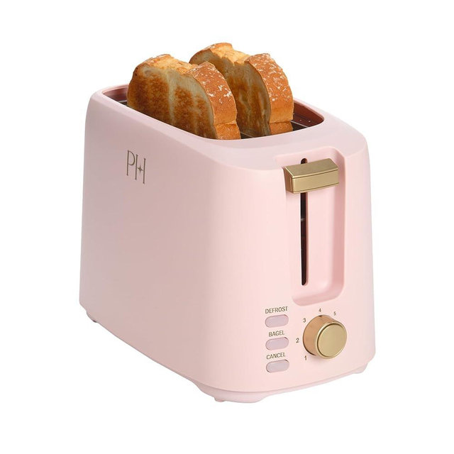 Paris Hilton 2-Slice Toaster, Extra-Wide Slots, 7 Browning Settings, Bagel & Defrost Functions, Removable Crumb Tray, Pink