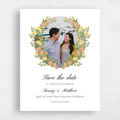 Orange Fall Wedding Save the Date - Villagio Photo
