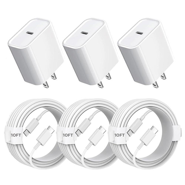 iPhone 16 Charger Fast Charging, 3Pack 20W USB C Fast Charger Plug 10ft USB C to USBC Cable Cord Compatible iPhone 16/16 Pro Max/15 Pro/15 Plus,iPad Air M2 11/13 inch,iPad Pro M4 11/13inch,iPadAir 4/5