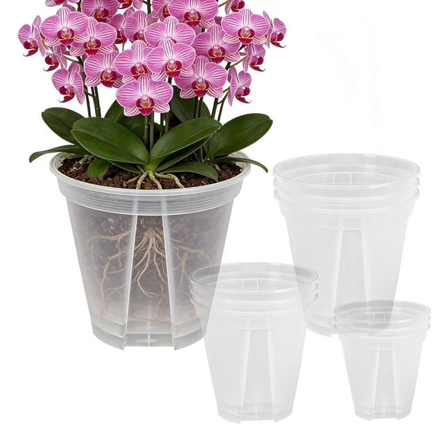 6/8/10/12 Inch Clear Nursery Pots 12 Pack, Clear Plastic Plant Pots with Drainage for Bulbs & Orchids, Ideal for Hyacinths, Tulips, Amaryllis, Indoor Outdoor Garden Flower Pots (6+8+10+12 inch)