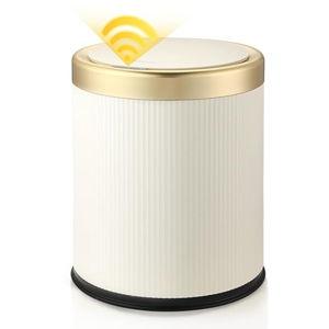 Automatic Motion Sensor Bathroom Trash Can with Lid, 2.8 Gallon Touchless Trash Garbage Bin Small Mini Trash Cans Trashcan -White