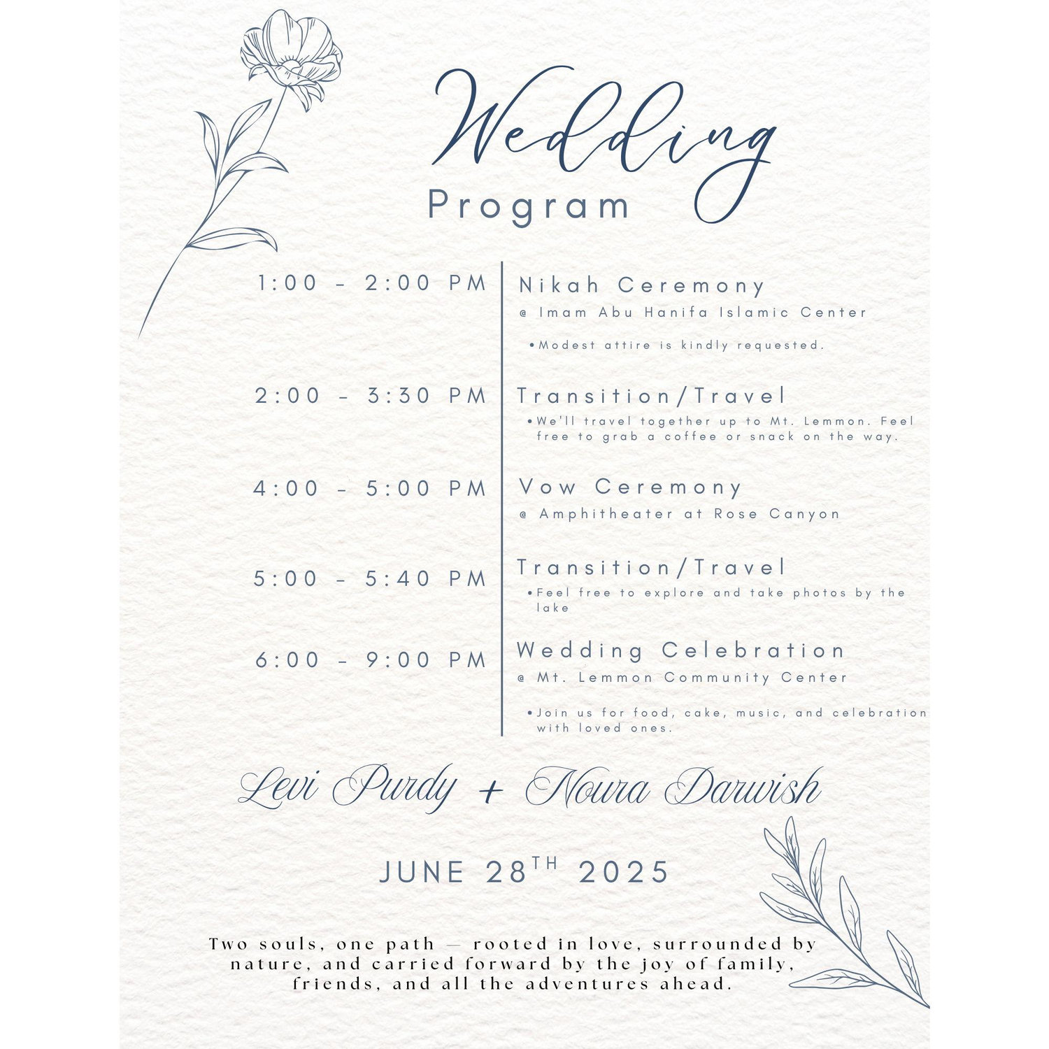Detailed Wedding Program