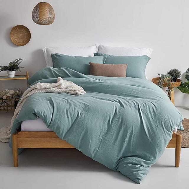 MILDLY Duvet Cover King Size - Super Soft Seafoam Blue Duvet Cover Set 3 Pieces 100% Washed Microfiber Bedding Set with Zipper Closure, 1 Duvet Cover 104x90 inches and 2 Pillow Shams
