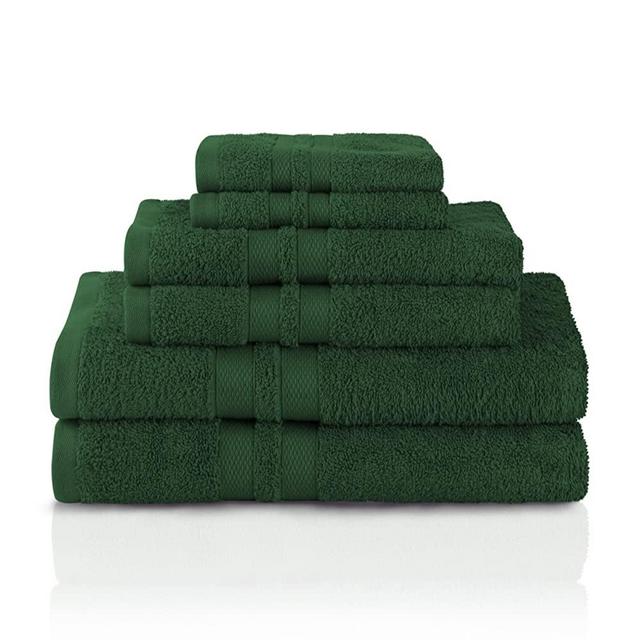 Superior Egyptian Cotton Towels, Washcloths, Hand, Bath, Forest Green, 6 Piece