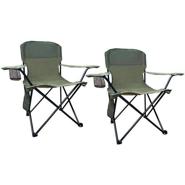 SAILARY Beach Camp Cup Holder, Storage Pocket, Waterproof Bag Outdoor Arm Chair, Supports 225LBS, Green