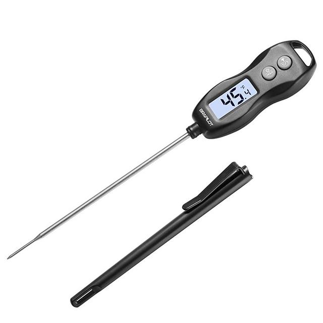 Instant Read Food Meat Thermometer - BRAPILOT FT200 Digital Cooking Thermometer with Probe Backlit Auto Off Hold Temperature Waterproof for BBQ Kitchen Grill Milk
