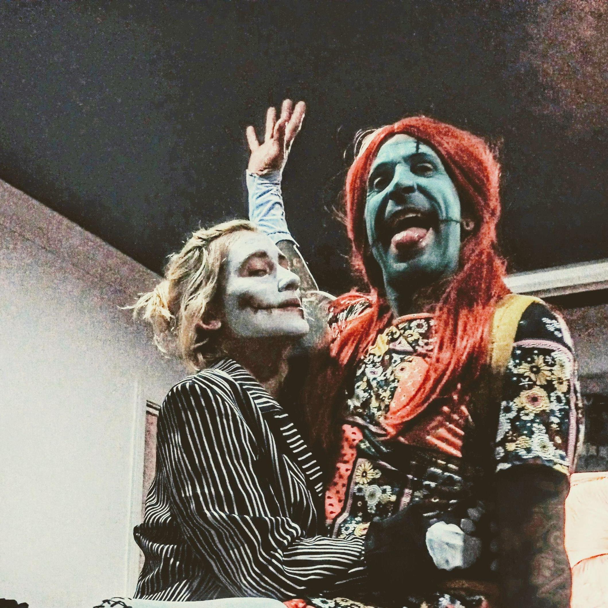 Leslie- If you don't know this about Doug, Halloween is his favorite holiday. We went as Jack and Sally one year.

Doug- How's my hair? It got in the way a lot.