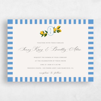 Sky, Blue Wedding Invitation - Limone Landscape