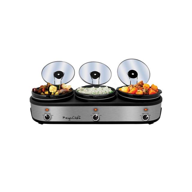MegaChef Triple 2.5 Quart Slow Cooker and Buffet Server