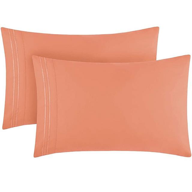 Mellanni King Size Pillow Cases 2 Pack - Pillow Covers - Pillow Protector - Hotel Luxury 1800 Bedding Sheets & Cooling Pillowcases - Wrinkle, Fade, Stain Resistant (Set of 2 King Size, Coral)