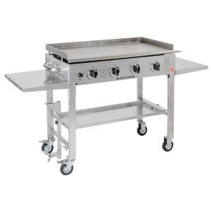 36 in. 4-Burner Propane Gas Grill in Stainless Steel with Griddle Top