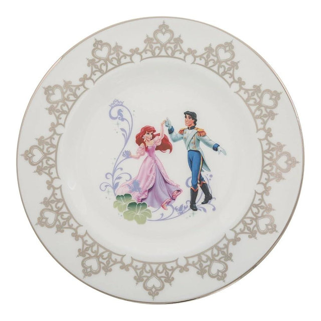 The English Ladies Co Disney Ariel Wedding Plate, Fine Bone China, 16.5 × 16.5 × 1 cm, Multicolor