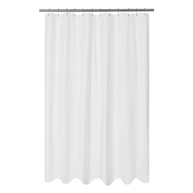 Embossed Microfiber Fabric Extra Long Shower Curtain Liner 84 inches Length, Soft & Lightweight, Washable and Water Repellent, White