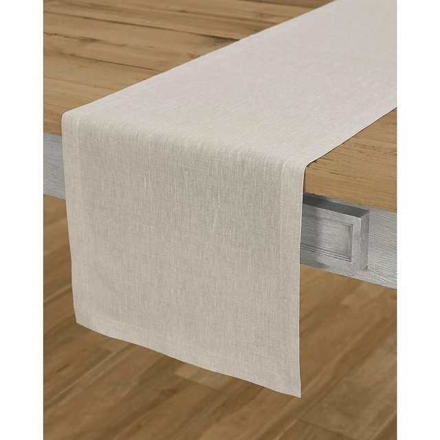 Solino Home Linen Table Runner Light Natural – Fall, Halloween, Thanksgiving, Christmas Table Runner 14 x 36 Inch – Machine Washable and Handcrafted from 100% Pure European Flax Linen – Athena
