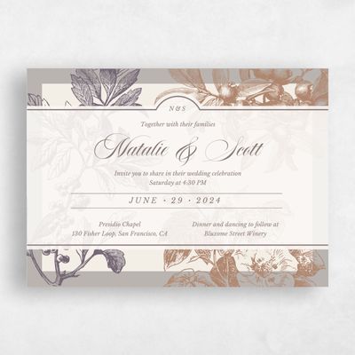 Dusty Eggplant, Purple Wedding Invitation - Ridgemoor Landscape